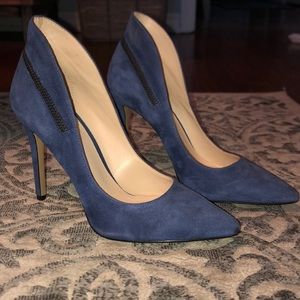 Nine West Blue Suede Pump with Zipper